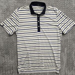 RLX Ralph Lauren Golf Polo Shirt Mens‎ Size XL* Dark Blue White Black Striped